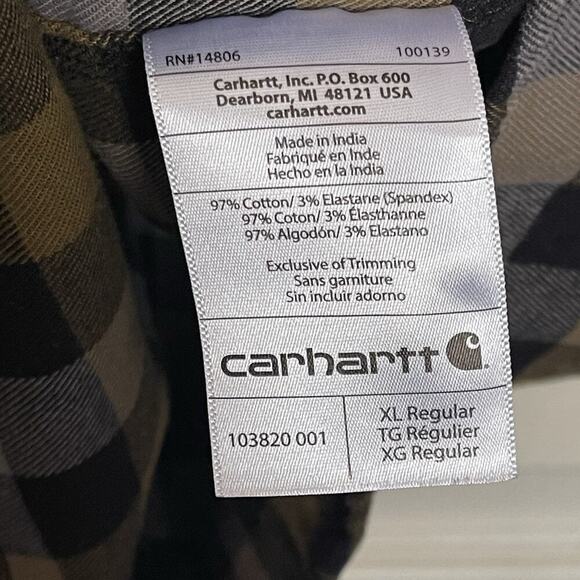 Carhartt Rugged Flex Relaxed Fit Plaid Flannel Shirt Western Size XL - Picture 5 of 7